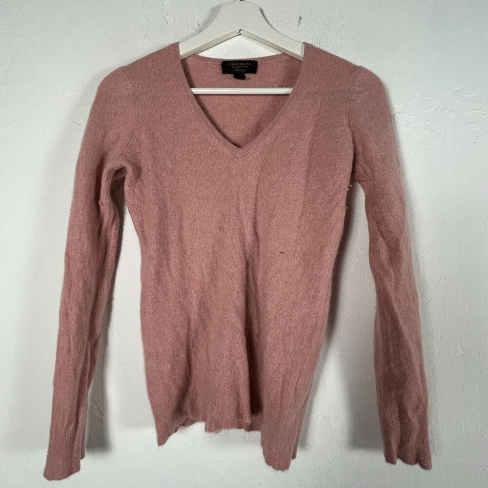 Charter Club Luxury Womens V-Neck Cashmere Sweater Medium Pink Pullover Cozy